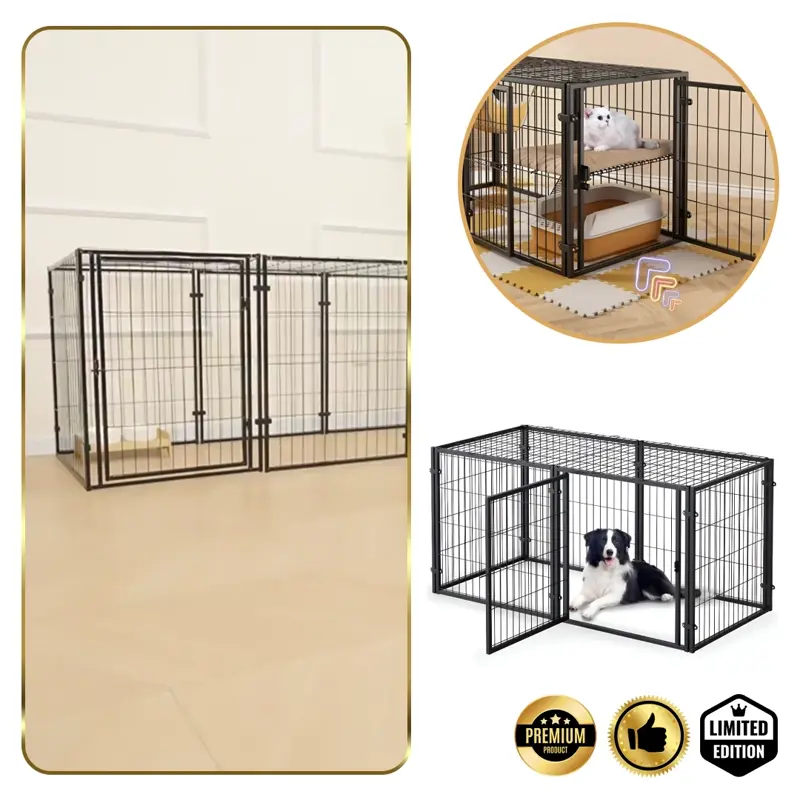 Pawz™ - Πολυλειτουργικός πτυσσόμενος περιφραγμένος χώρος για σκύλους με πόρτα και αφαιρούμενη οροφή